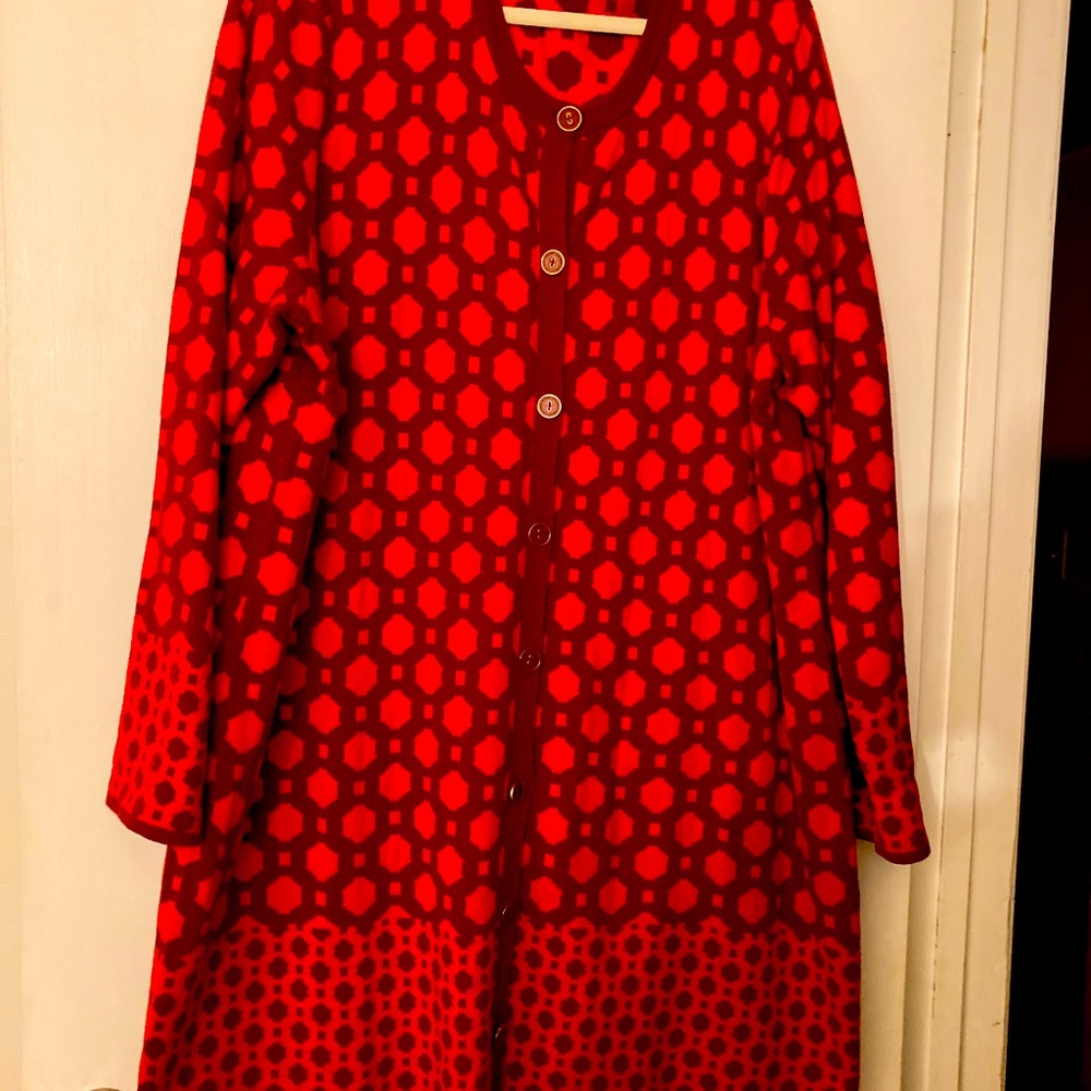 Knee Length Red Isaac Mizrahi Sweater